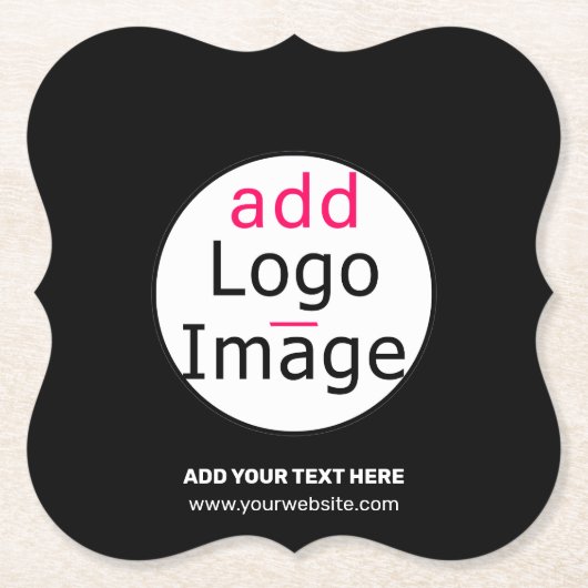 トレンディープロフェッショナルモダンカスタマイズ可能なロゴブラック ペーパーコースター (正面)