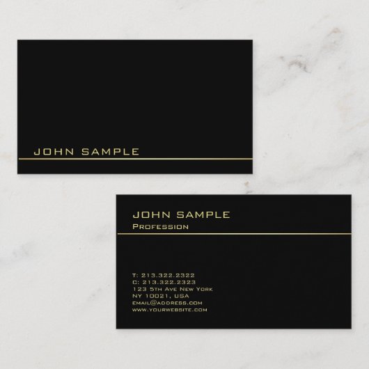 トレンディープロフェッショナルモノグラムクラスブラックアンド金ゴールド 名刺 (正面/裏面)