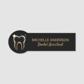 トレンディープロフェッショナル歯科補助黒金ゴールド 名札 (正面)