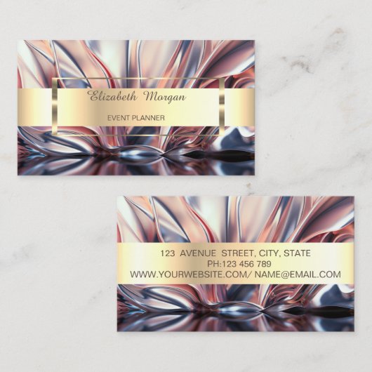 トレンディープロフェッショナル金ゴールドストライプ抽象芸術 名刺 (正面/裏面)