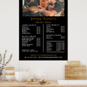 トレンディーヘアカット、男性の理容師価格表 ポスター (キッチン)