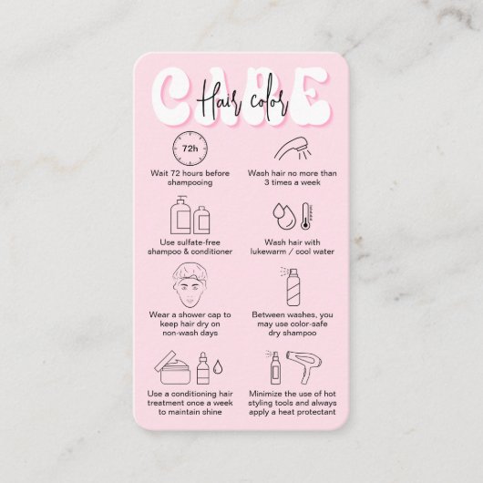 トレンディーヘアカラーアフターケアレトロピンクヘアスタイリスト 名刺 (正面)