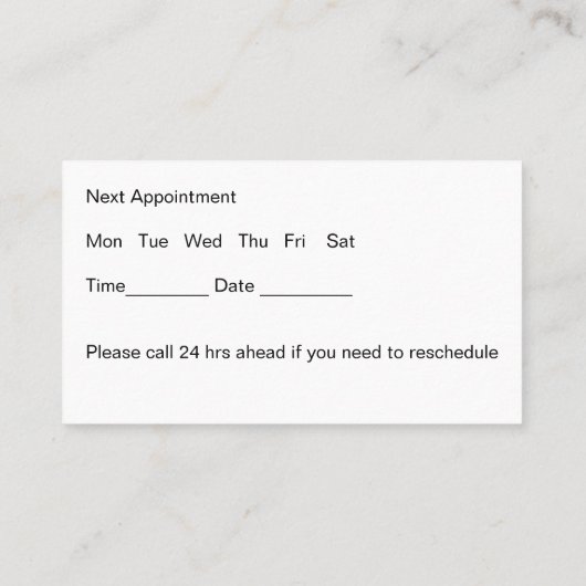 トレンディーヘアスタイリストアポイントメントカード 名刺 (裏面)