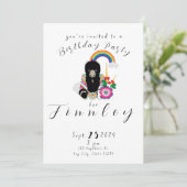 トレンディーベイリーコーンカートゥーンガールズバースデーパーティー 招待状 (スタンド正面)