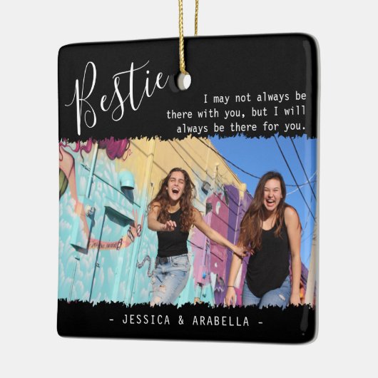 トレンディーベスティー引用文フォトパーソナライズされたBFFクリスマス セラミックオーナメント (左)