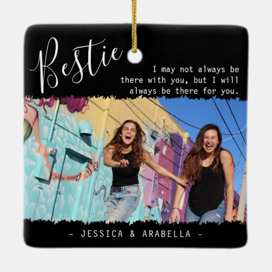 トレンディーベスティー引用文フォトパーソナライズされたBFFクリスマス セラミックオーナメント (裏面)
