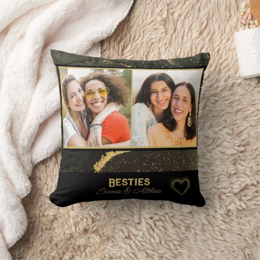 トレンディーベスティー最高のズ・フレンド・ブラックと金ゴールド写真 クッション (ブランケット)