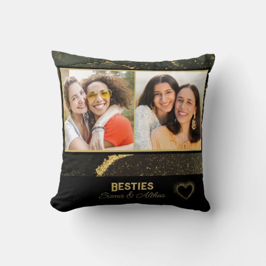 トレンディーベスティー最高のズ・フレンド・ブラックと金ゴールド写真 クッション (正面)