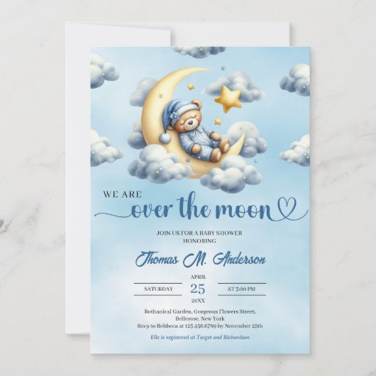 トレンディーベビーは金ゴールドの月の上で眠っている 招待状 (正面)