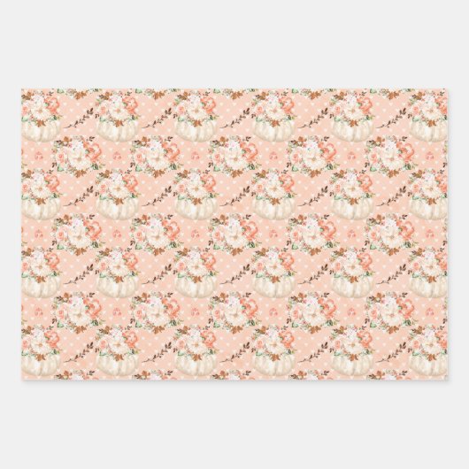 トレンディーベビーガールシャワーパンプキン子供の誕生日 ラッピングペーパーシート (正面3)