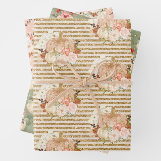 トレンディーベビーガールシャワーパンプキン子供の誕生日 ラッピングペーパーシート (インサイチュ)