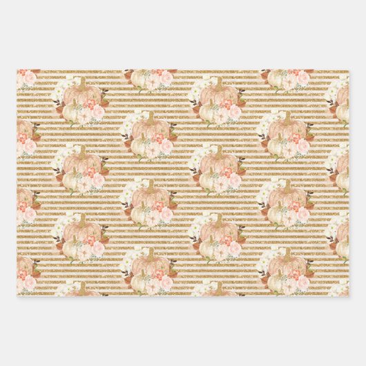 トレンディーベビーガールシャワーパンプキン子供の誕生日 ラッピングペーパーシート (正面)