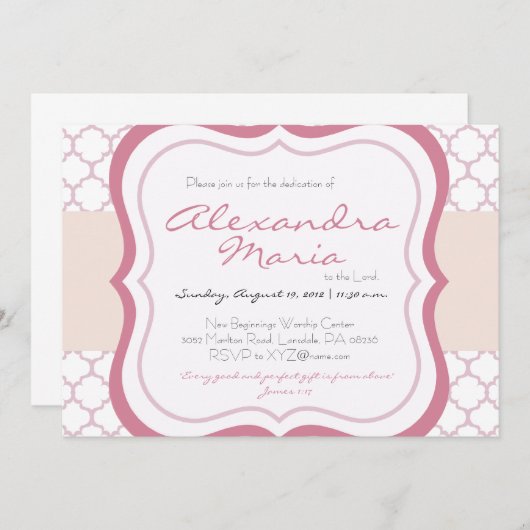 トレンディーベビー献納《キリスト教》洗礼式や命名式招待状 招待状 (正面/裏面)