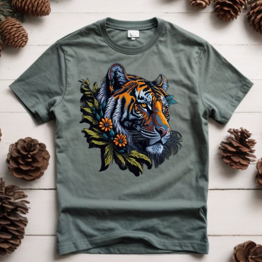 トレンディーベンガルタイガーヘッドデザイン – リアリスティック大きな猫 Tシャツ