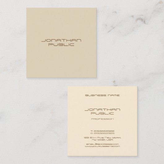 トレンディーベージュシンプルテンプレートミニマルモダンリスト スクエア名刺 (正面/裏面)