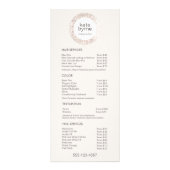トレンディーベージュシークイン美しい価格表サービスメニュー ラックカード (正面)