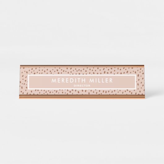 トレンディーベージュネームとテラコッタボホブラウン デスクネームプレート (正面)
