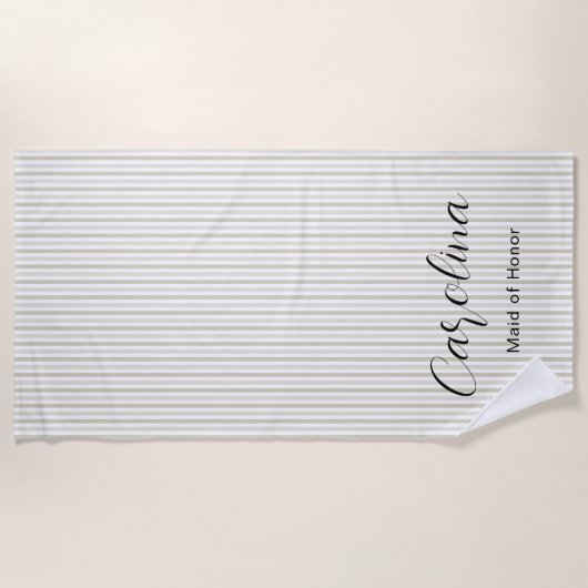 トレンディーベージュピンスリペスブリデスメイドバチェロレッテ ビーチタオル (正面)