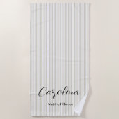 トレンディーベージュピンスリペスブリデスメイドバチェロレッテ ビーチタオル (正面)