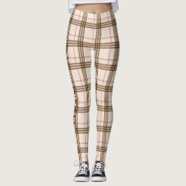 トレンディーベージュブラウンピンクローズ金ゴールドトンプソンタータンチェック レギンス