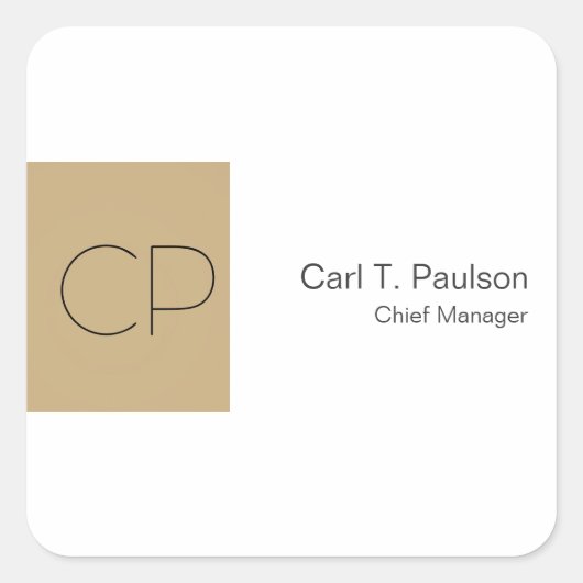 トレンディーベージュホワイトモノグラムミニマリストクリエイト スクエアシール (正面)