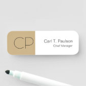 トレンディーベージュホワイトモノグラムミニマリストクリエイト 名札 (インサイチュ)