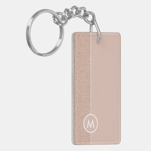 トレンディーベージュモノグラムとテラコッタボホブラウン キーホルダー (正面左)