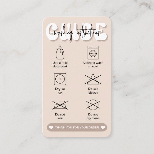 トレンディーベージュレトロ洗浄インストラクション気にカード 名刺 (正面)