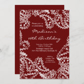 トレンディーペイズリーSweet sixteen誕生日招待状 招待状 (正面/裏面)