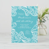 トレンディーペイズリーSweet sixteen誕生日招待状 招待状 (スタンド正面)