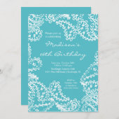 トレンディーペイズリーSweet sixteen誕生日招待状 招待状 (正面/裏面)