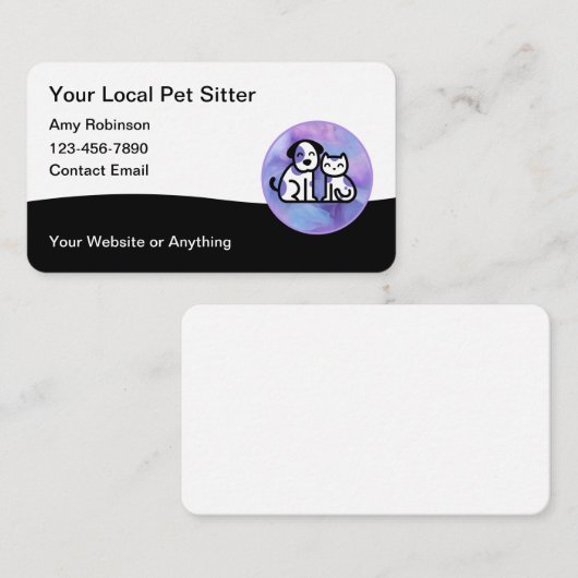 トレンディーペットシッターモダン名刺 名刺 (正面/裏面)