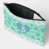 トレンディーペパーミントグリーンハートドットと渦巻き アクセサリーポーチ (見開き)