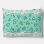 トレンディーペパーミントグリーンハートドットと渦巻き アクセサリーポーチ (裏面)