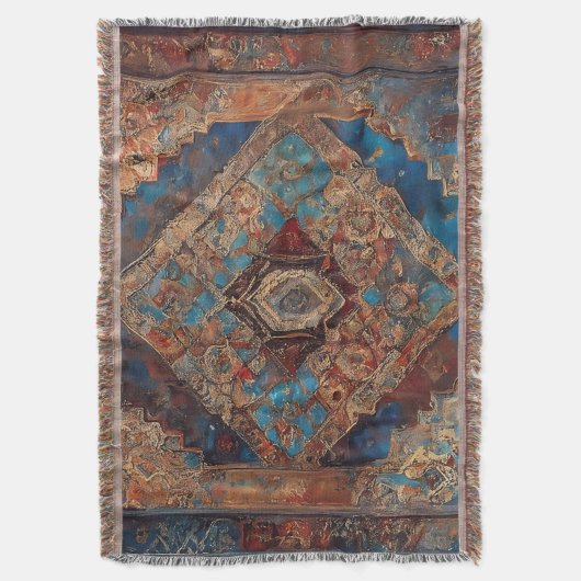 トレンディーペルシアの美しい古いパターンコレクション スローブランケット (正面縦)