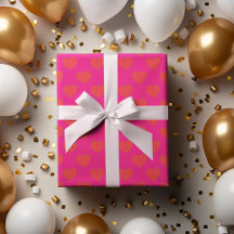 トレンディーホットピンクとオレンジのグリッターハート