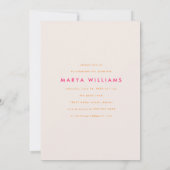 トレンディーホットピンクとオレンジアーチ卒業パーティー 招待状 (裏面)