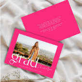 トレンディーホットピンクグラード2025スクリプト写真卒業 案内状