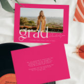 トレンディーホットピンクグラード2025スクリプト写真卒業 案内状
