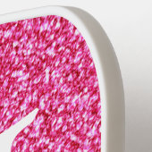 トレンディーホットピンクグリッターモノグラムイニシャル名 ピックルボールラケット (左詳細)