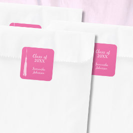 トレンディーホットピンクシックグラッドタッセル卒業 スクエアシール