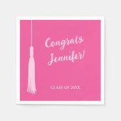 トレンディーホットピンクシック2024グラッドタッセル卒業 スタンダードカクテルナプキン (正面)