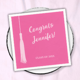 トレンディーホットピンクシック2024グラッドタッセル卒業 スタンダードカクテルナプキン
