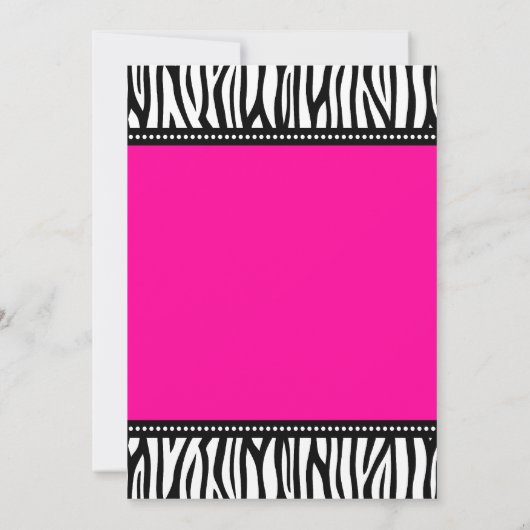 トレンディーホットピンクゼブラガールベビーシャワー招待状 招待状 (裏面)