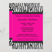 トレンディーホットピンクゼブラガールベビーシャワー招待状 招待状 (正面/裏面)