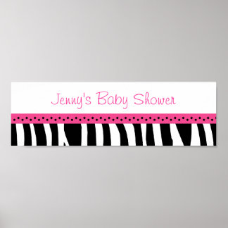 トレンディーホットピンクゼブラ印刷バナーサイン ポスター