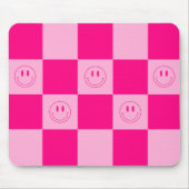トレンディーホットピ市松模様にンク&笑顔顔 マウスパッド (正面)