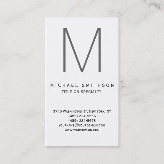 トレンディーホットモノグラムグレー白黒名刺 名刺 (正面)