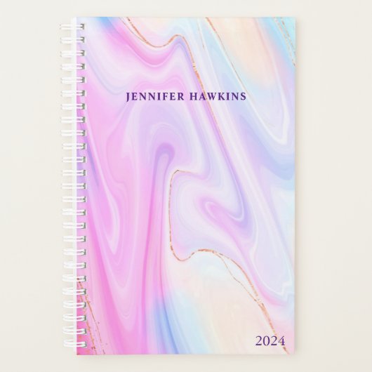 トレンディーホログラフィックウォーター色ウィークリーパーソナル プランナー手帳 (正面)