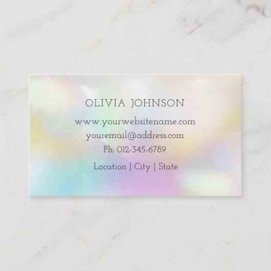 トレンディーホログラフィックオパール石名刺 名刺 (裏面)